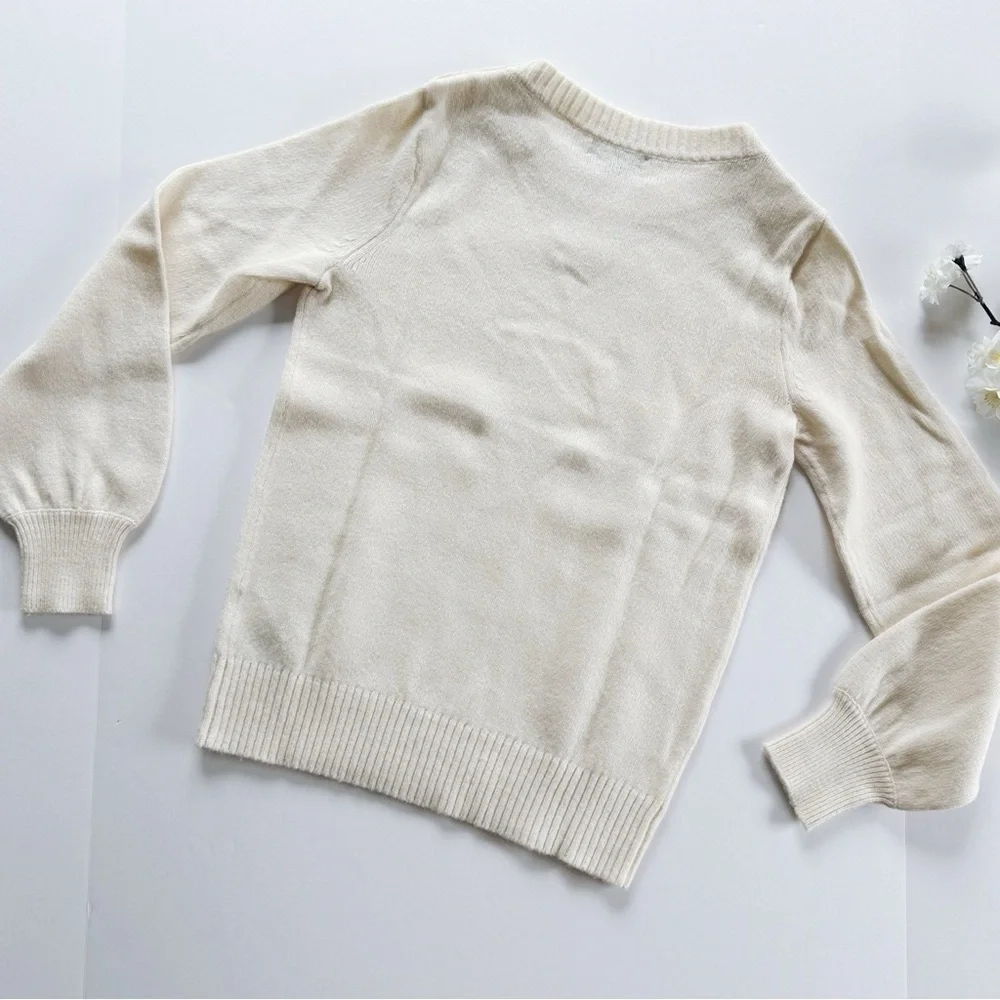 NEW J.Crew Lambswool Crewneck Sweater Jeweled Button